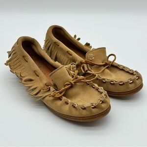 Minnetonka Tan Moccasins with Fringe